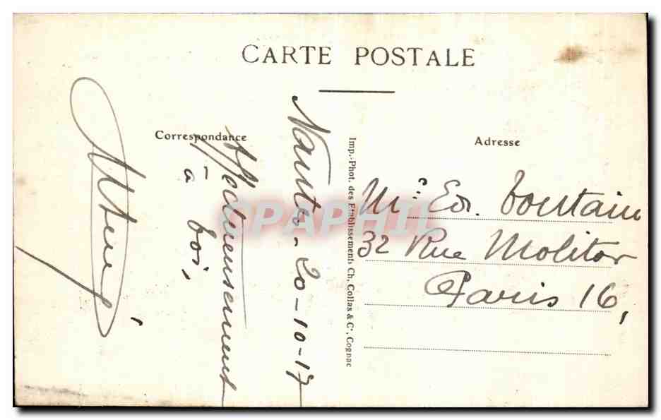 CPA Nantes Le Chateau Le square et la tour du fer a cheval — Verso