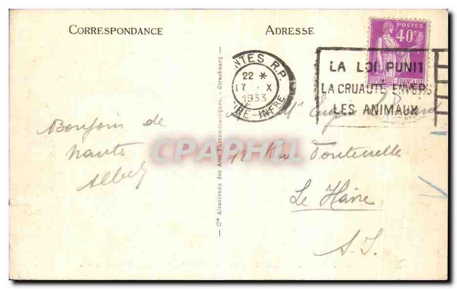 CPA Nantes Monument du Souvenir Militaria — Verso