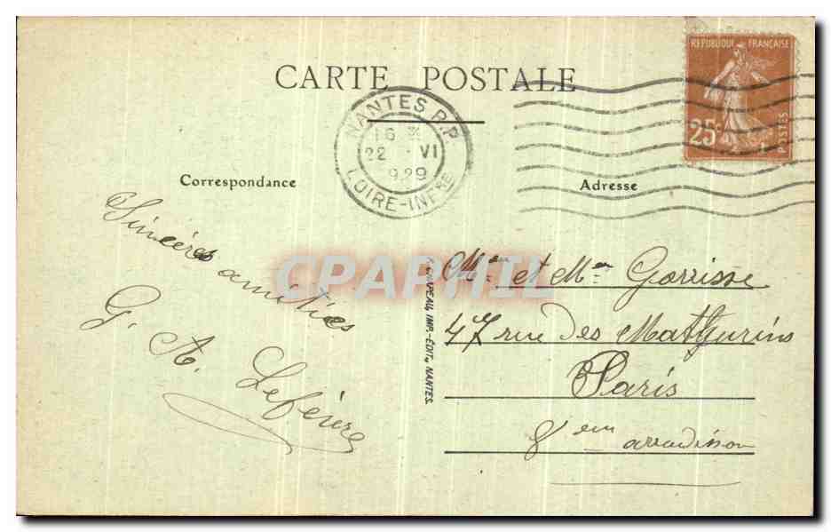 CPA Nantes Le Chateau Le Petit Gouvernement — Verso