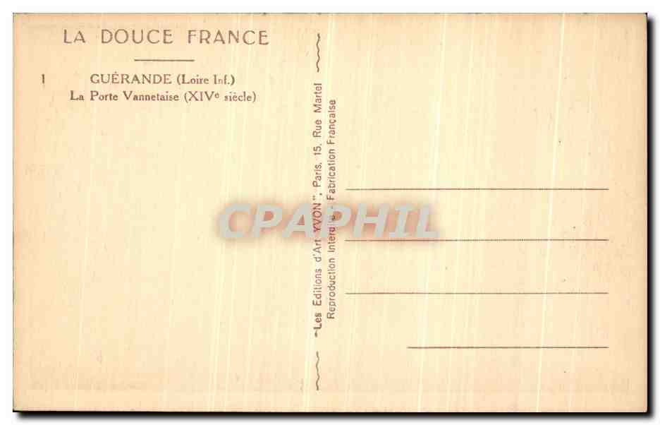 CPA Guerande La Porte Vannetaise — Rückseite