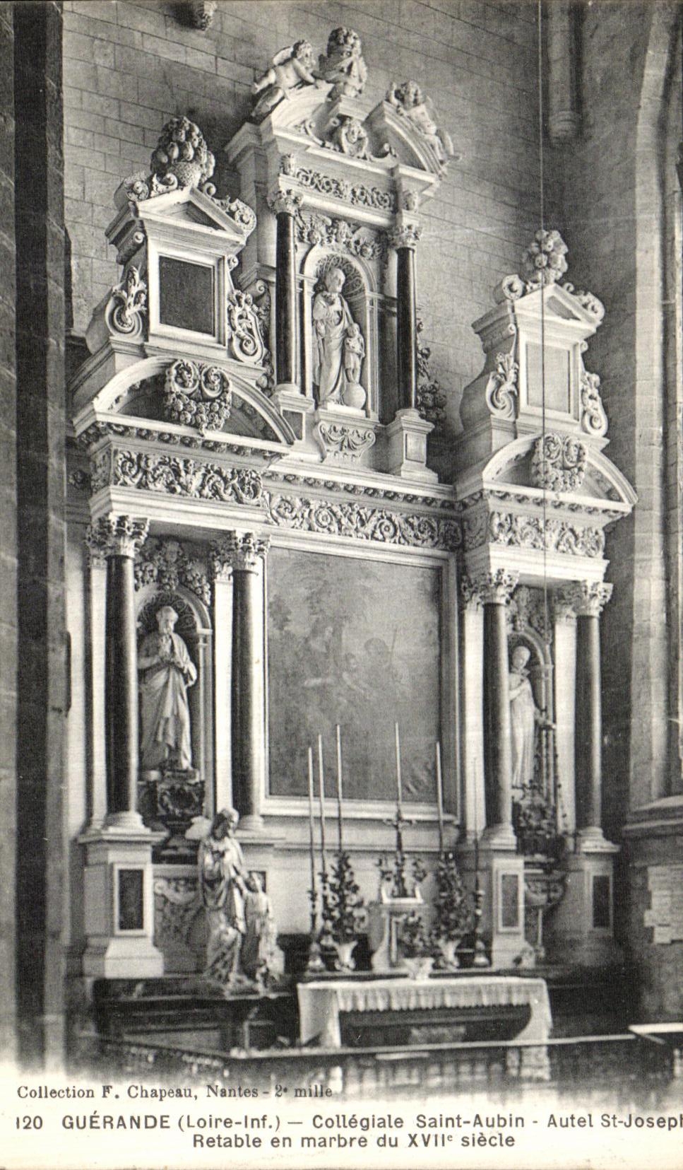 CPA Guerande Collegiale Saint Aubin Autel St Joseph Retable en amrbre du 17eme