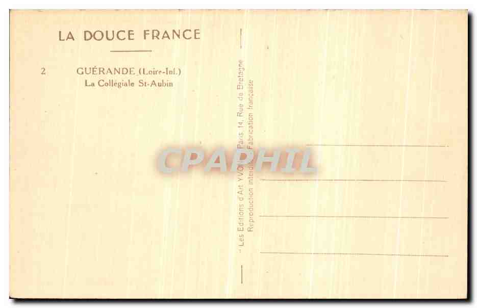 CPA Guerande La Collegiale Saint Aubin — Rückseite