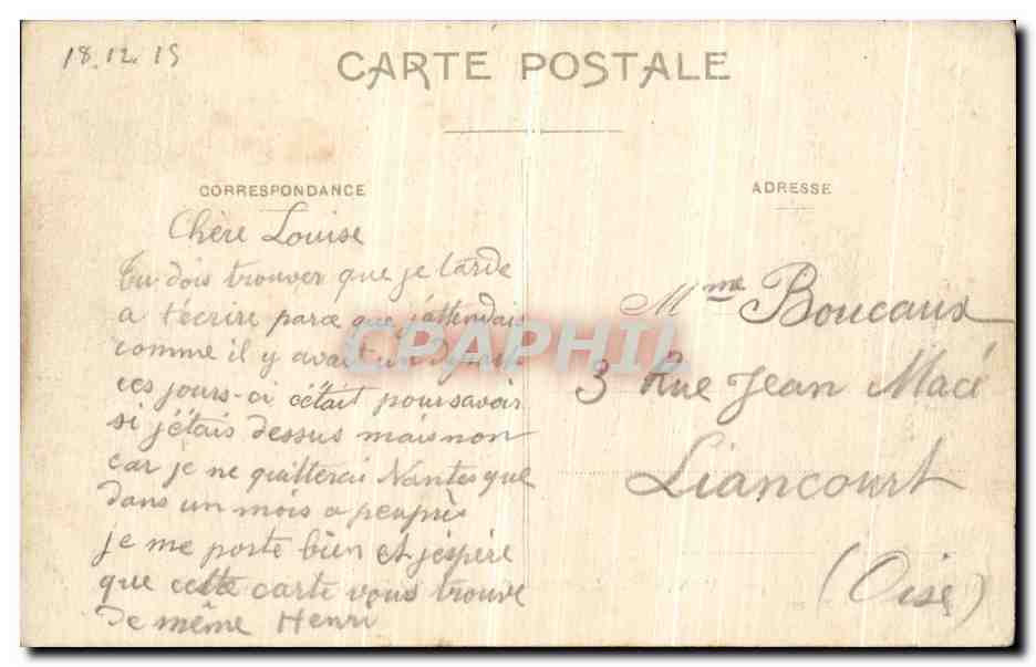 CPA Nanates L Hotel de Ville et La Rue Thiers au Fond La Cathedrale — Rückseite