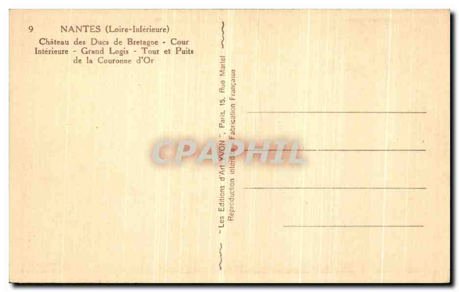 CPA Nantes Chateau des Ducs de Bretagne Cour Interieure Grand Logis Tour Et Puits  — Verso