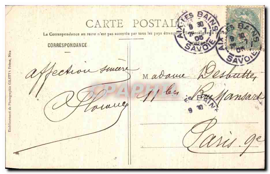 CPA Pont De L Abime Environs d Aix les Bains — Rückseite