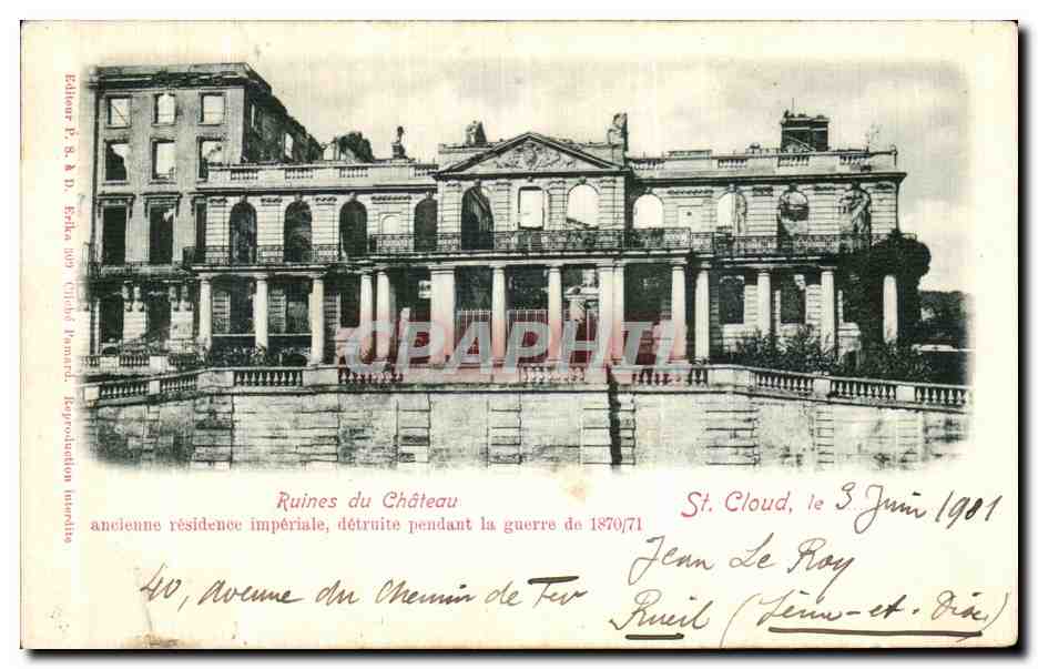 CPA St Cloud Ruines du Chateau ancienne residence imperiale detruite pendant la guerre de 1870 1871 