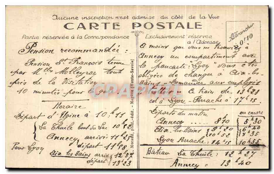 CPA Savoie La Giettaz — Rückseite
