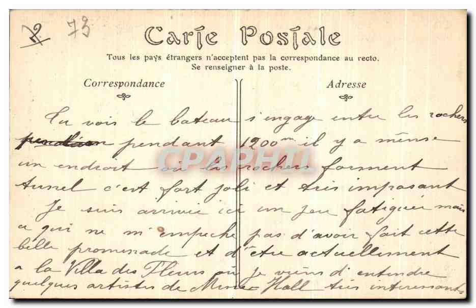 CPA Gresy Sur Aix Gorges du Sierroz Bateau — Rückseite