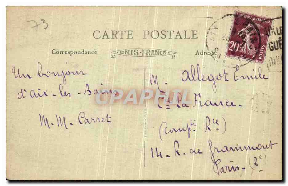 CPA Environs d Aix les Bains Sortie du Gouffre Val du Fier — Verso
