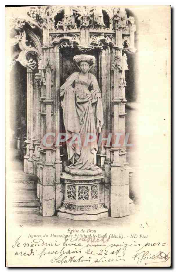 CPA Eglise de Brou Figures du Mausolee de Philibert le beau timbre allemand Weilep