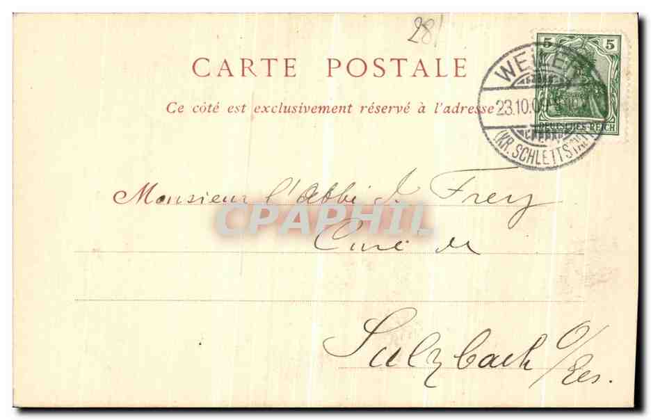 CPA Eglise de Brou Figures du Mausolee de Philibert le beau timbre allemand Weilep — Verso