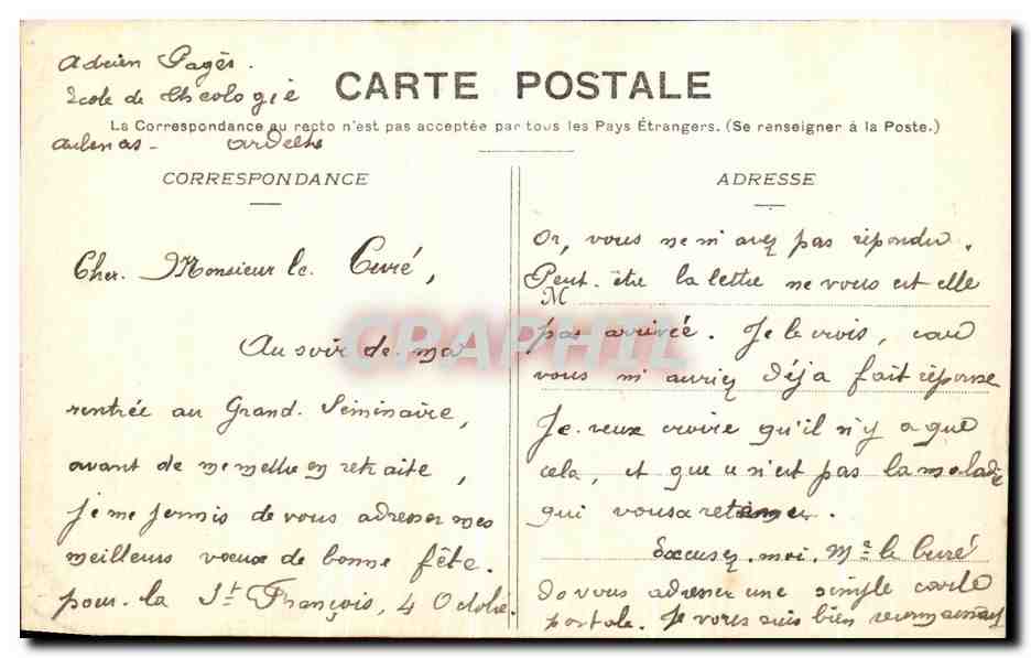 CPA Vals Les Bains L Eglise  — Rückseite