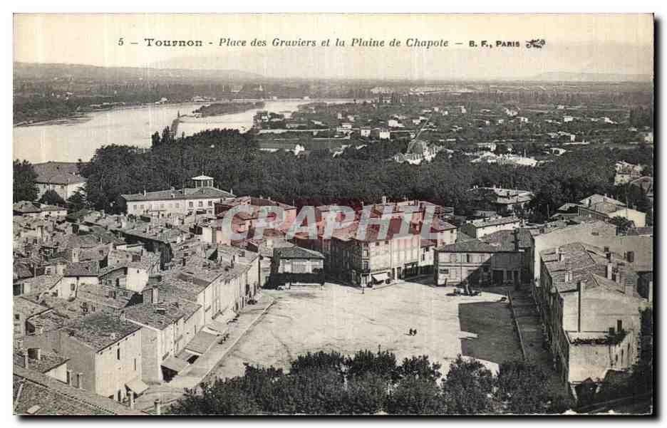 CPA Tournon Place des Graviers et La Plaine de Chapote