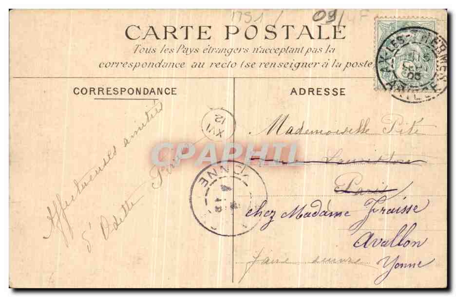 Ariège — La Roche fendue du pont de Petches route d'Orléans — Gareat 17 — Verso