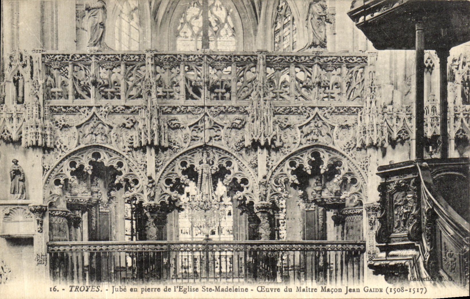 Troyes - Jubé en pierre de l'Église Ste-Madeleine - Œuvre du Maître Maçon Jean Gaide (1508-1517)