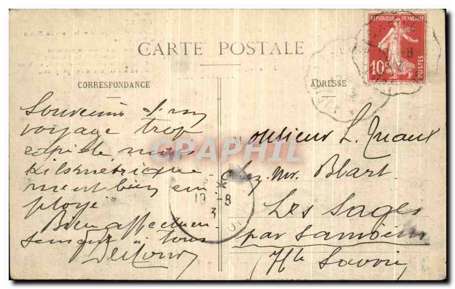 CPA L Auvergne Thiezac chaos de Casteltinet l Aigille et le Pain de Sucre Au fond le Puy Griou — Rückseite