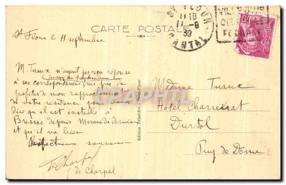 CPA L Auvergne Pittoresque Saint Flour Vue Generale Ville basse — Rückseite