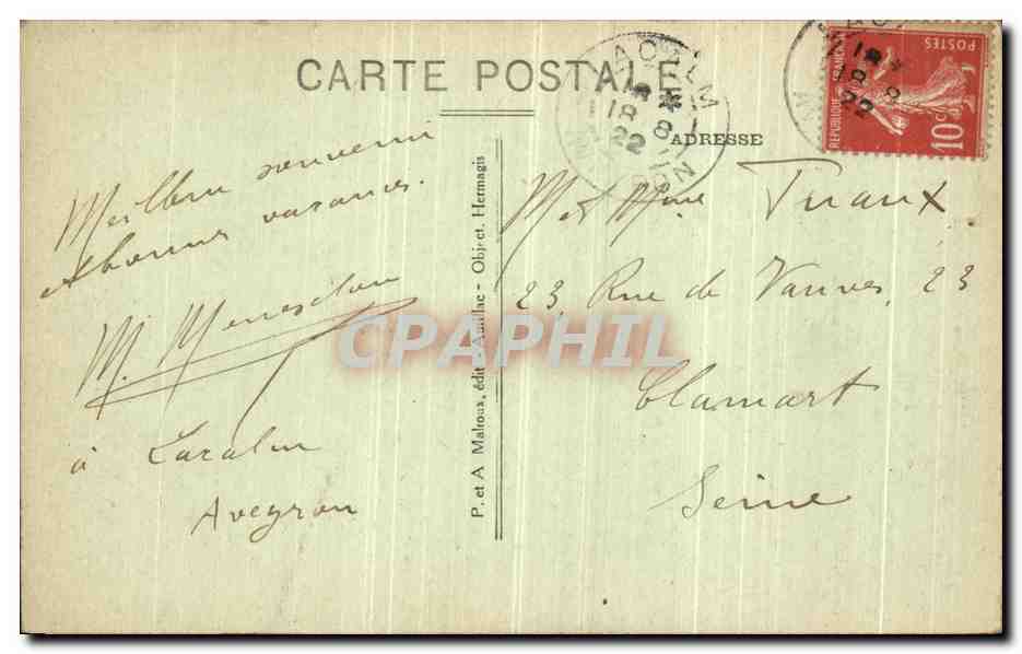 L'Auvergne Pittoresque — Route de St-Flour à Chaudesaigues — P. et A. Maltona, édit. Aulnac, Série 2277 — Rückseite