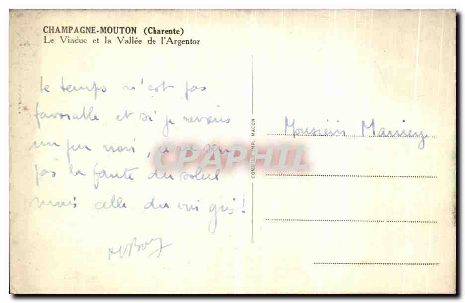 Champagne-Mouton — Le Viaduc et la Vallée de l'Argentor — Comité Imp. Macon — Reverso