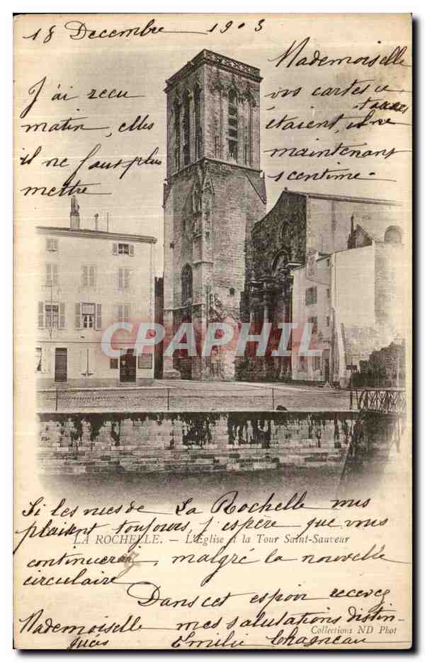 CPA La Rochelle L Eglise et la Tour Saint Sauveur