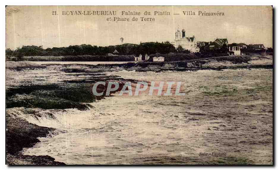 CPA Royan Le Bureau Falaise du Platin Villa Primavera et phare de terre
