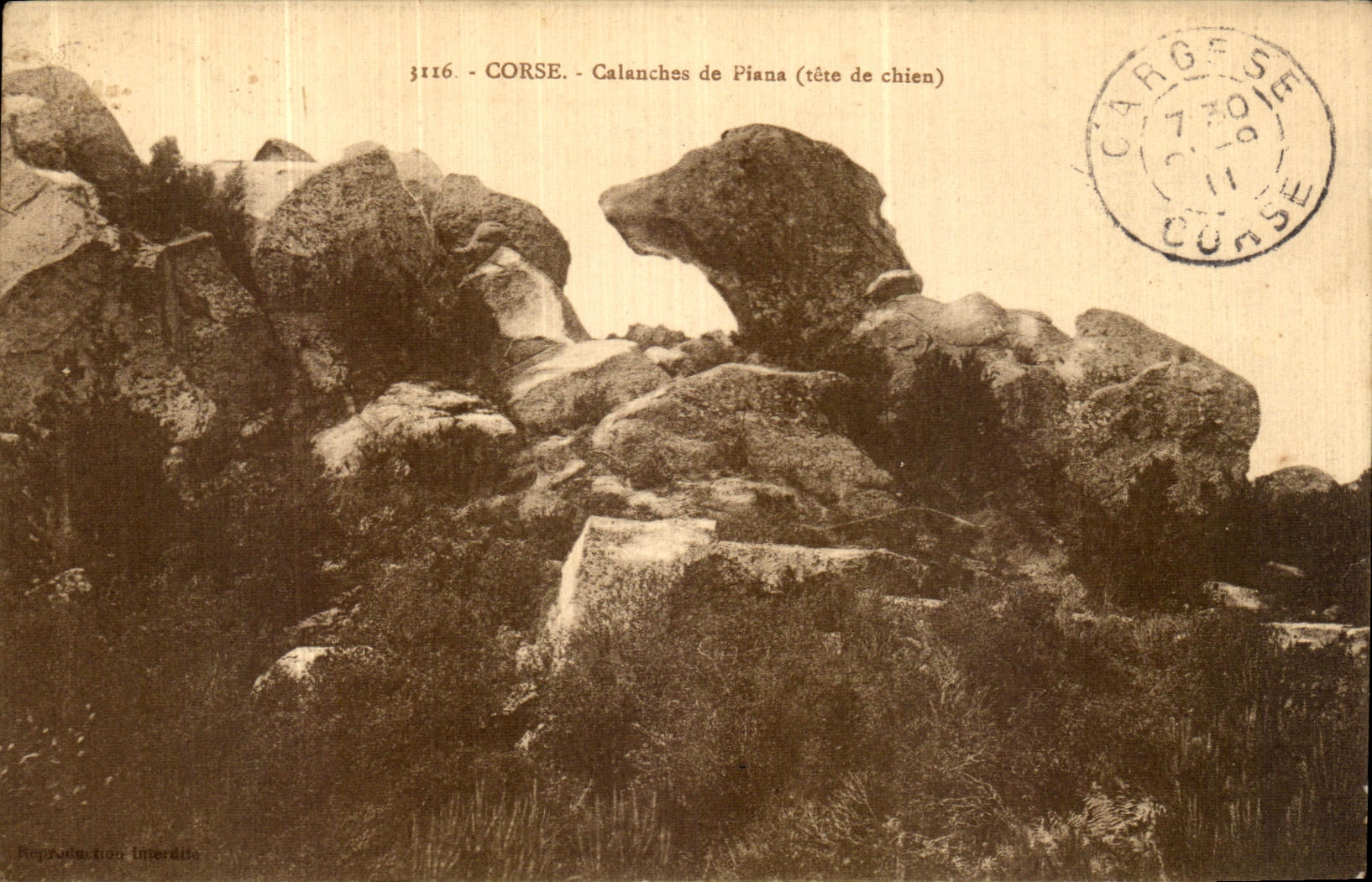 Calanches de Piana (tête de chien) — Corse — n° 3116 — éditeur non visible