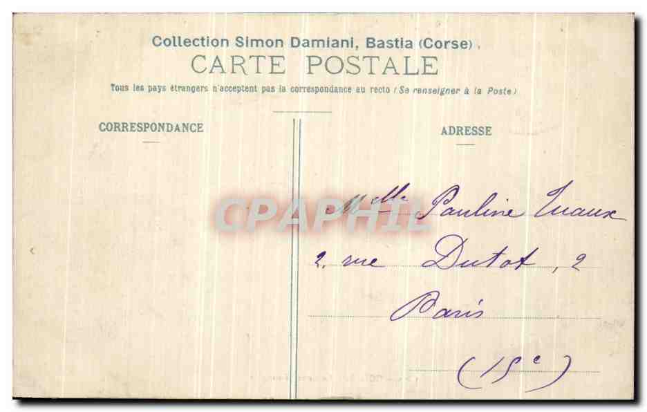 CPA Corte Le Petit Seminaire Corse — Back