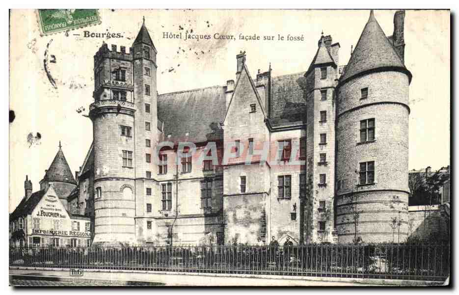 Hôtel Jacques Cœur, façade sur le fossé — Bourges — J. FOUCHIER, imprimerie régionale