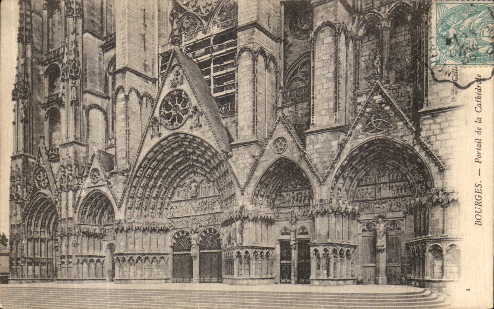 Portail de la Cathédrale — Bourges — Éditeur Colle, n° 29