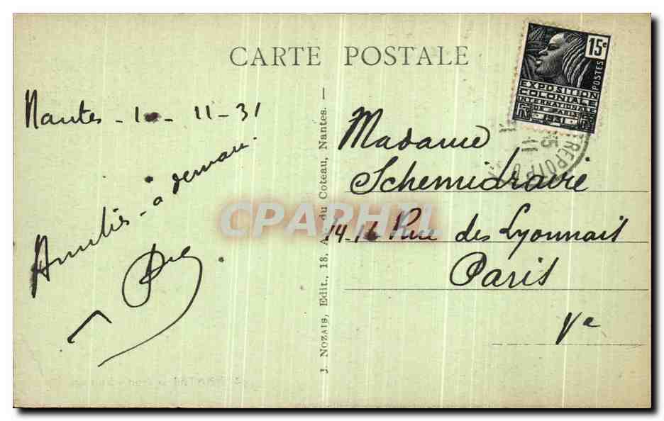 CPA Nantes Le pont de Pirmil — Rückseite