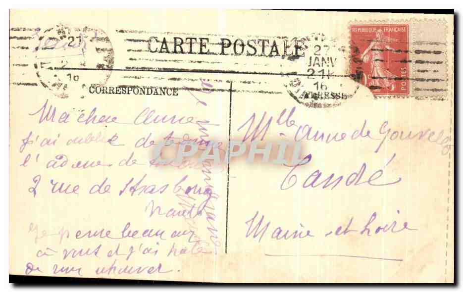 CPA Nantes Chateau Le Grand Logis — Verso
