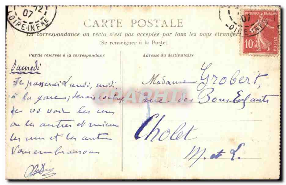 CPA Nantes Cours de la Republique et statue du general Cambronne  — Verso