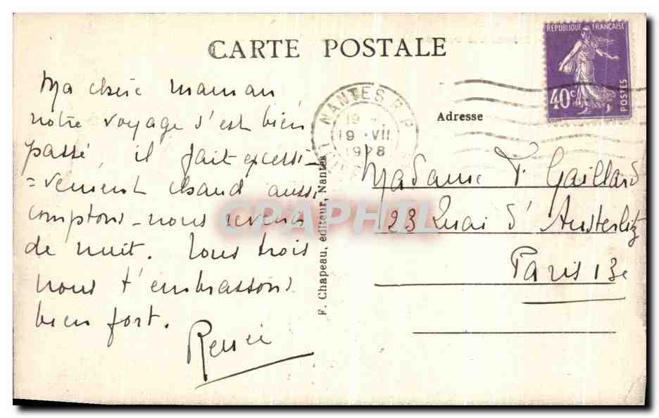 CPA Nantes Chateau des Ducs de Bretagne Les Lucarnes et Les Loggias — Verso