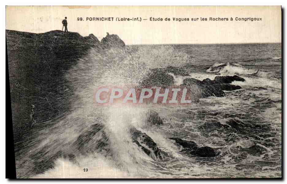 CPA Pornichet Etude de Vagues Sur Les Rochers a Congrigoux