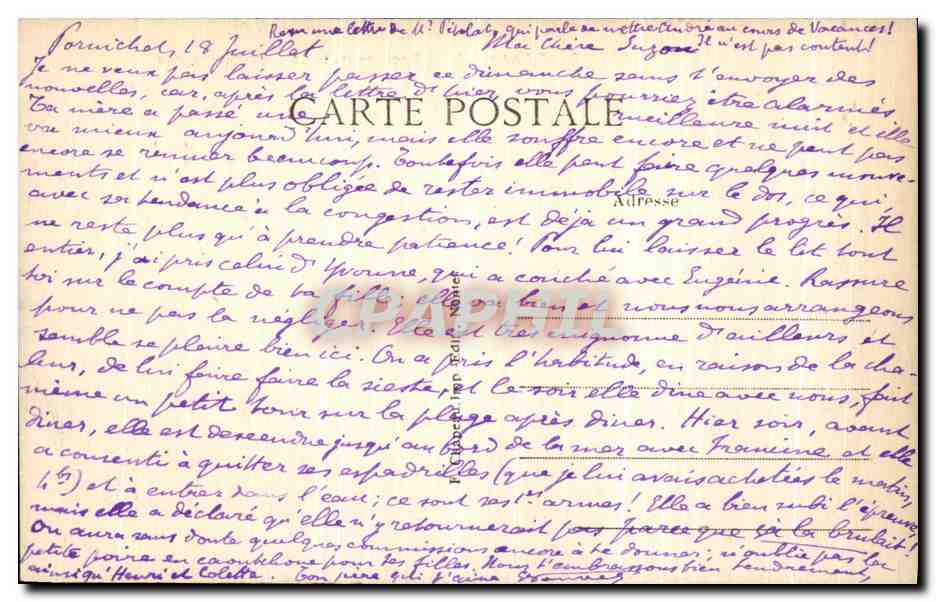 CPA Pornichet Rochers de la Cote de Congrigoux — Rückseite