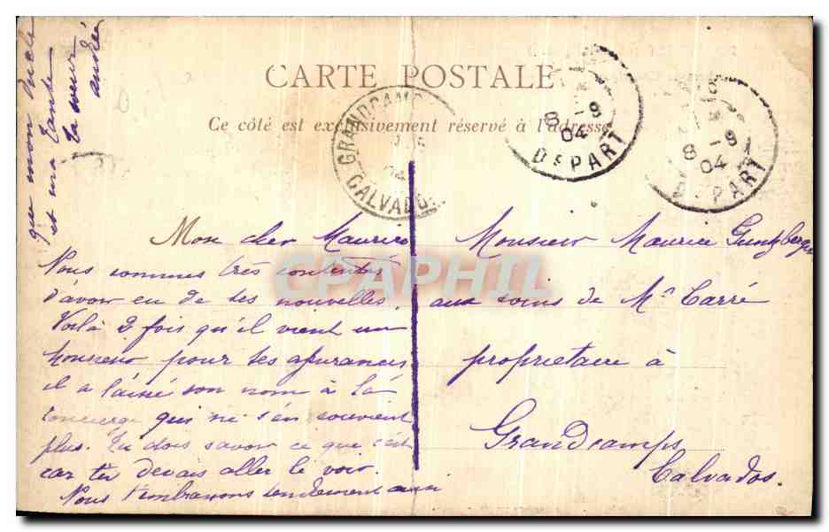 CPA Pornichet Rochers de Congrigou  — Rückseite