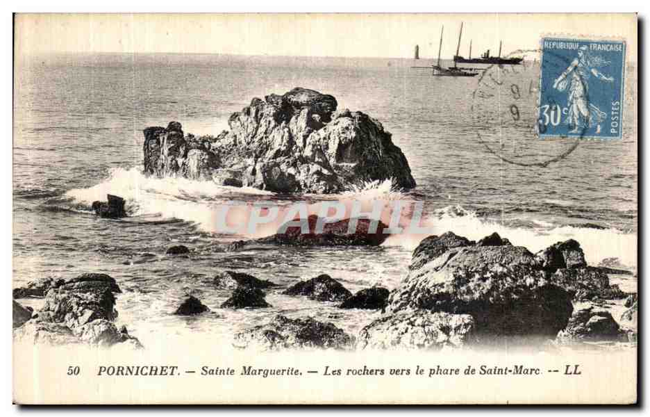 CPA Pornichet Sainte Marguerilte Les Rochers Vers le Phare de Saint Marc 