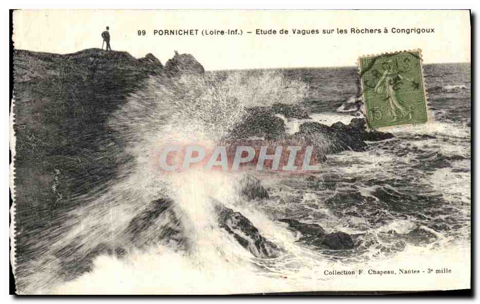 CPA Pornichet Etude de Vagues Sur Les Rochers a Congrigoux 