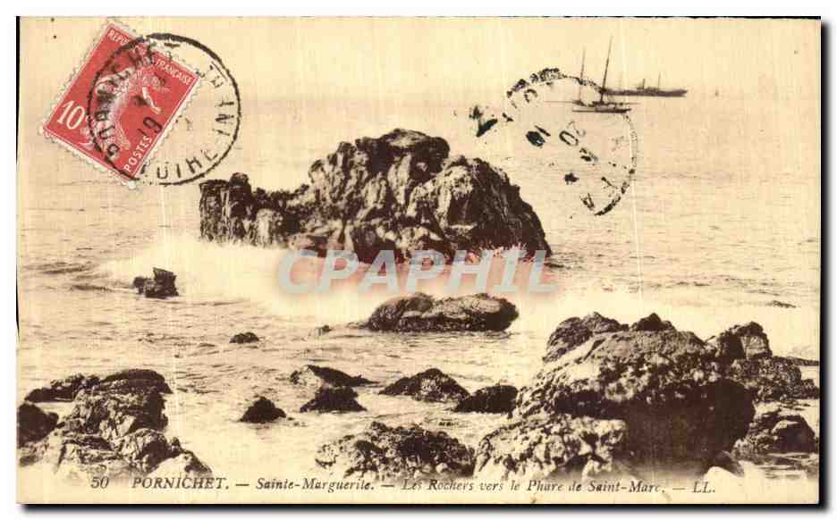 CPA Pornichet Sainte Marguerile Les Rochers Vers Le Phare de Sainte Marc 