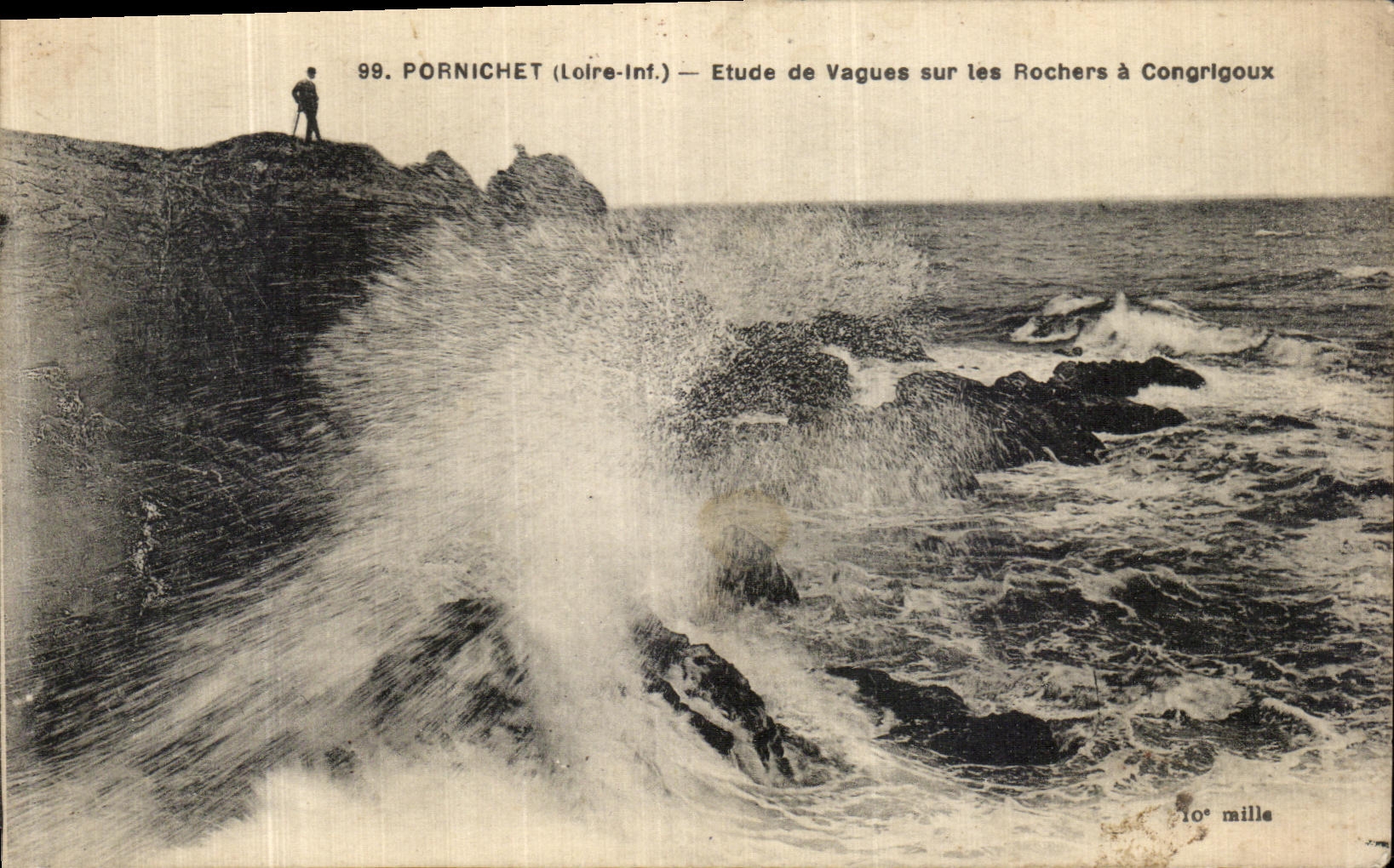 CPA Pornichet Etude de Vagues Sur Les Rochers a Congrigoux 