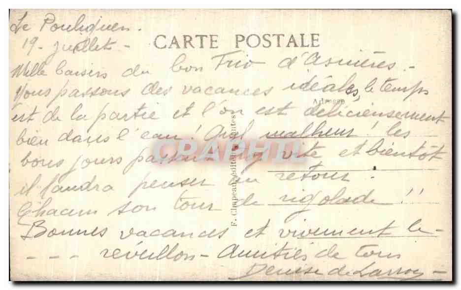 CPA Le Pouliguen Sur La Cote Coupure dans les Rochers  — Rückseite