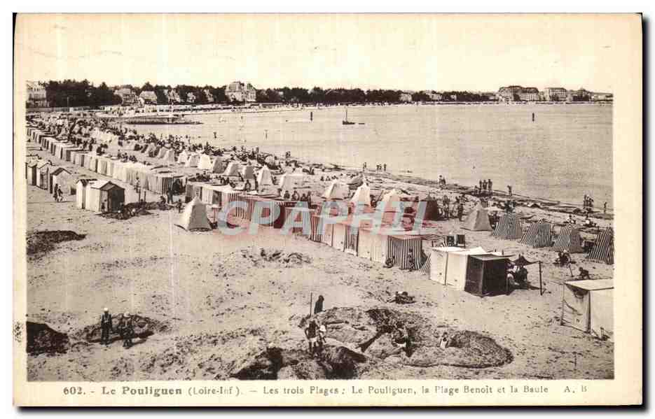 CPA Le Pouliguen Les trols Plages Le Pouliguen La plage Benoit et la Baule 