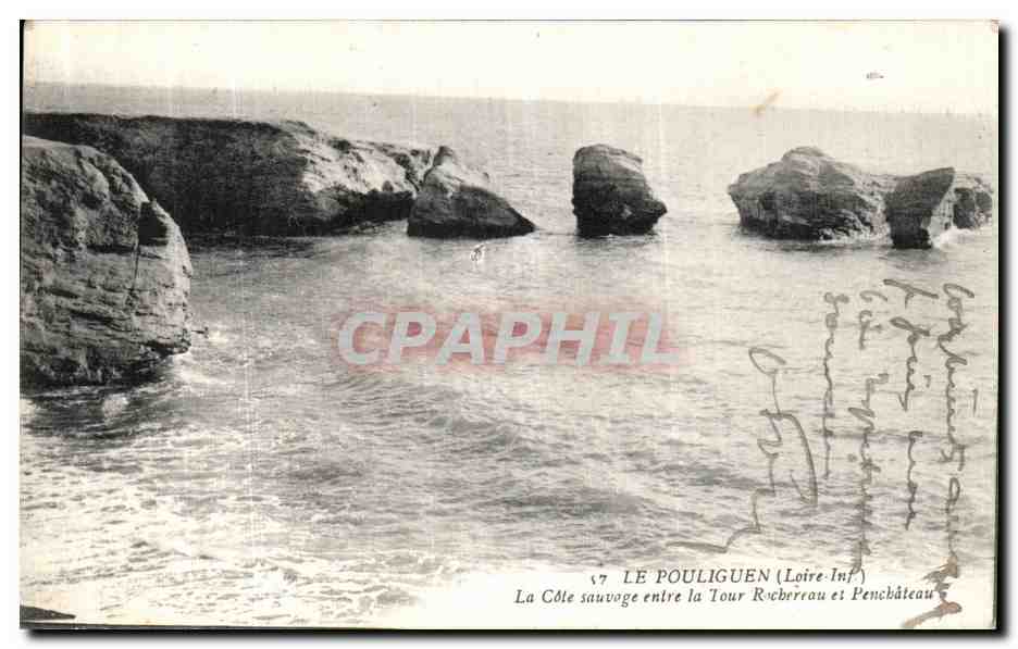 CPA Le Pouliguen La Cote Sauvage entre la Tour Rocherrau et Penchateau
