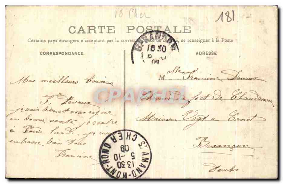 CPA Saint Amand Montrond Les Bords Du Cher a la Roche Train  — Verso