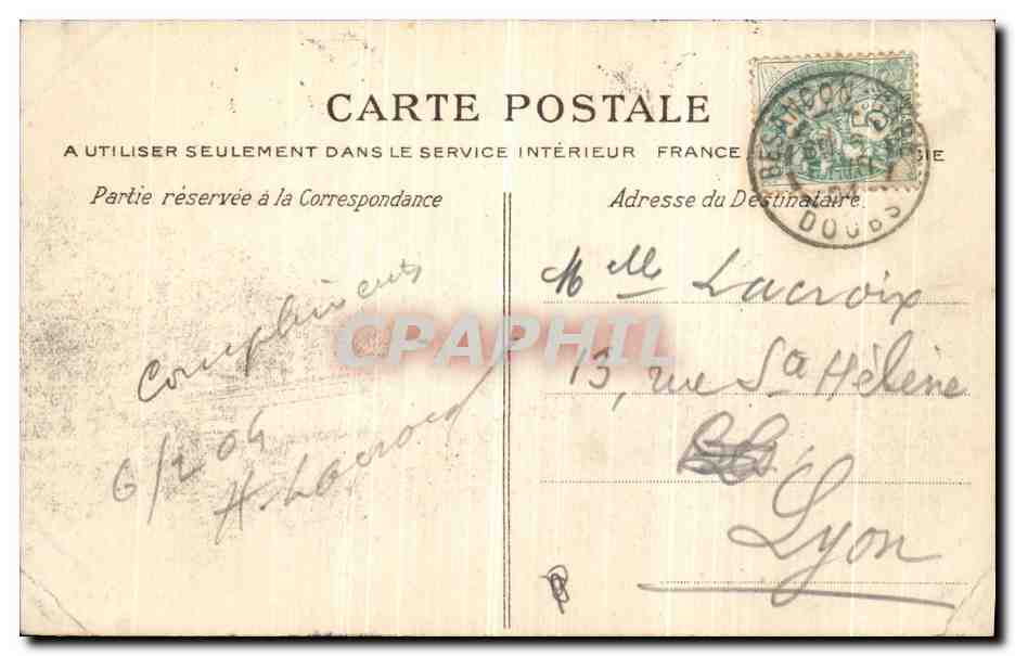 CPA Besancon Vue prise de Bregille — Rückseite