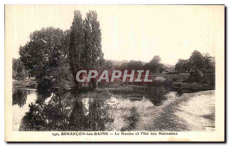 CPA Besancon les Bains Le Doubs et l ile des moineaux