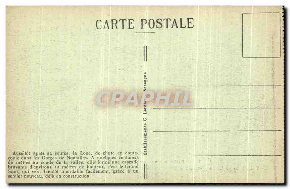 CPA Mouthier Haute Pierre La Loue aux Gorges de Nouailles Le grand saut — Rückseite
