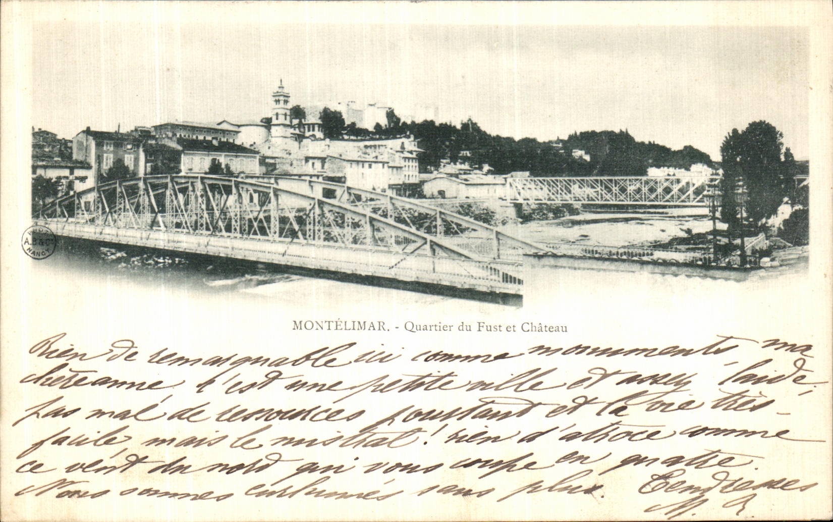 Montélimar - Quartier du Fust et Château — éditeur A. Béchard, n° de série non visible
