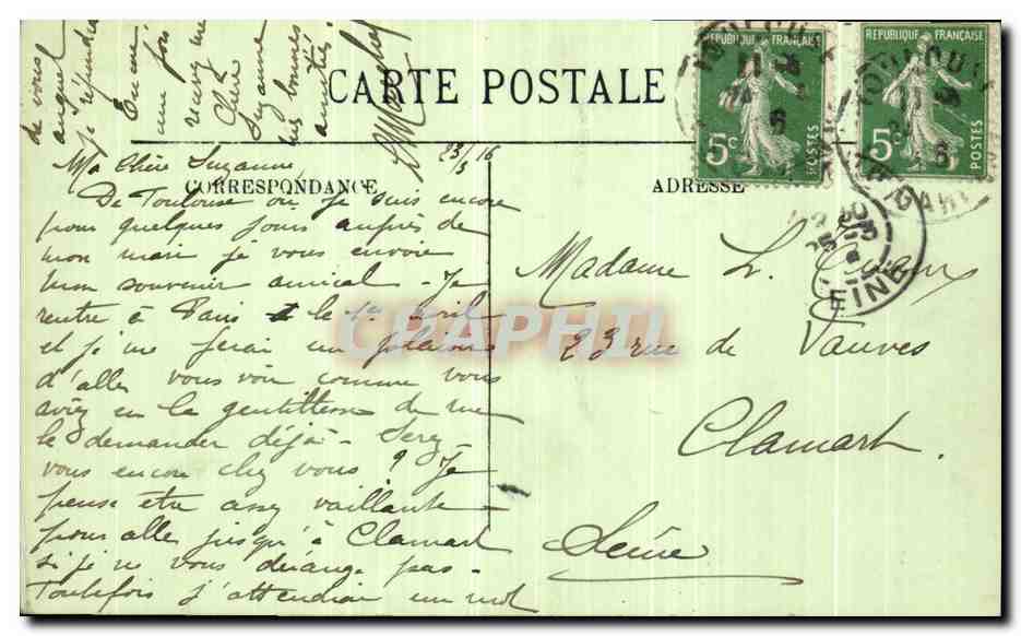 CPA Toulouse Jardins des Plantes Fontaine Garonne et Ariege Statue A sylvestre  — Verso