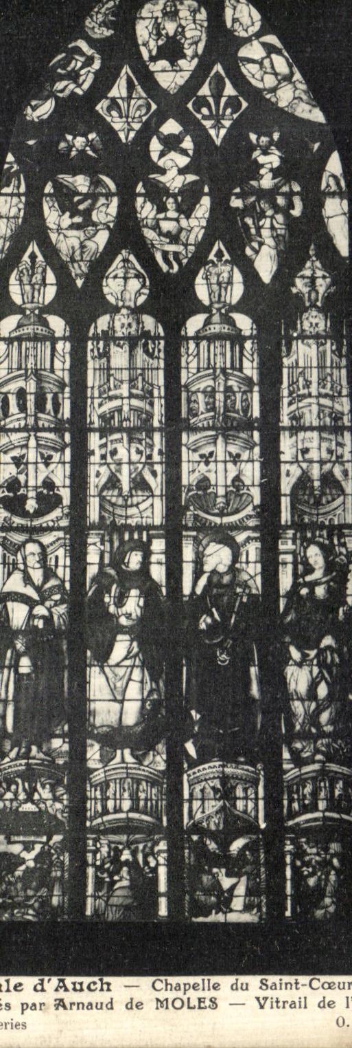 Église d'Auch — Chapelle du Saint-Cœur — Vitrail de l'Église — réalisés par Arnaud de MOLES — Série 0.